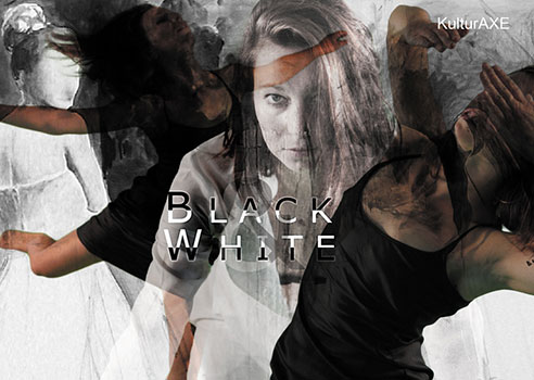 Einladungskarte, Ausstellung Black & White, KulturAXE, Grafik und Foto: Mascha Fekete