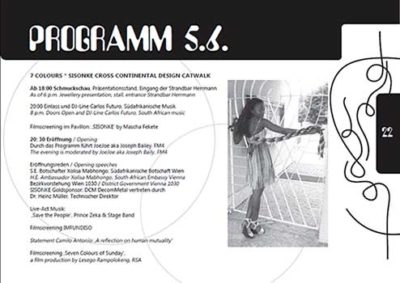 Programmheft Sisonke 2010, KulturAXE, Grafik Natalie Raskovic